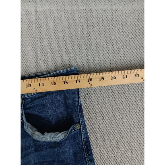 T.K. Axel Slim Boot Jeans Mens 34X31 Blue Embroidered Flaps Western Thick Stitch - Picture 11 of 15